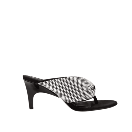 THE ATTICO ''REM'' SILVER AND BLACK THONG SANDAL