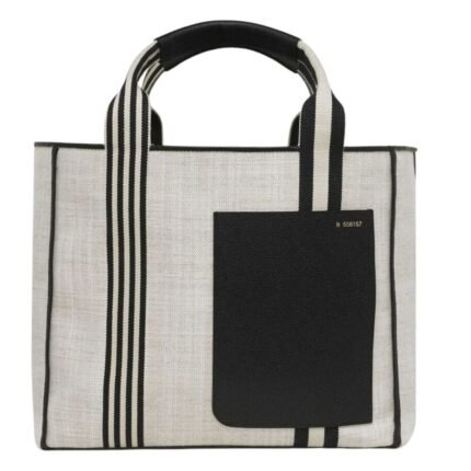 VALEXTRA LINEAR FABRIC MEDIUM TOTE BAG