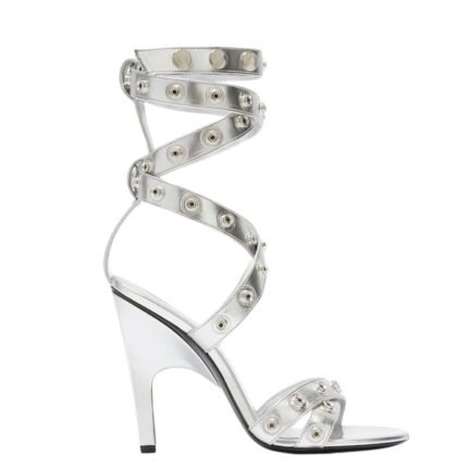THE ATTICO ''COSMO'' SILVER DOUBLE ANKLE STRAP SANDAL