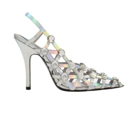 THE ATTICO ''GRID'' HOLOGRAPHIC SILVER SLINGBACK