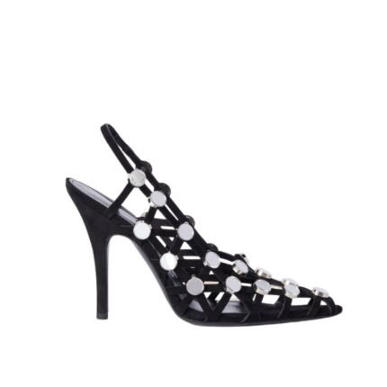 THE ATTICO ''GRID'' BLACK SLINGBACK