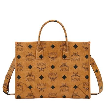 MCM MÜNCHEN TOTE IN MAXI VISETOS COGNAC