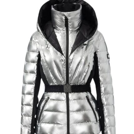 MACKAGE ELITA METALLIC LIGHT DOWN SKI JACKET WITH REMOVABLE HOOD