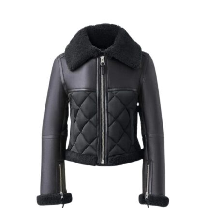 MACKAGE TULIP QUILTED SHEEPSKIN JACKET WITH SHEARLING TRIM
