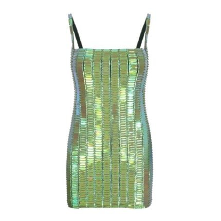 THE ATTICO ''RUE'' IRIDESCENT GREEN MINI DRESS