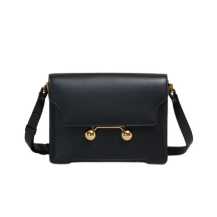 MARNI BLACK LEATHER TRUNKAROO MEDIUM SHOULDER BAG