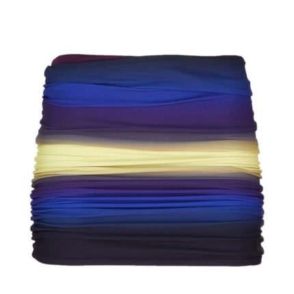 THE ATTICO BLUE, BLACK AND LIGHT YELLOW MINI SKIRT