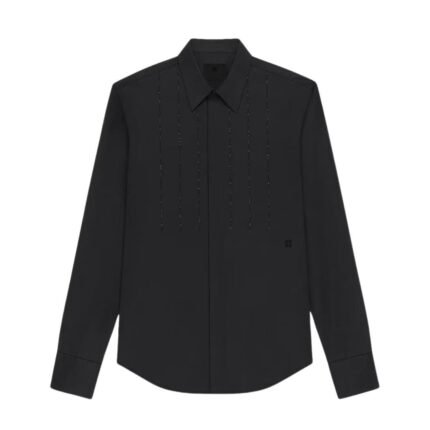GIVENCHY SHIRT IN POPLIN WITH EMBROIDERED FRONT PANEL