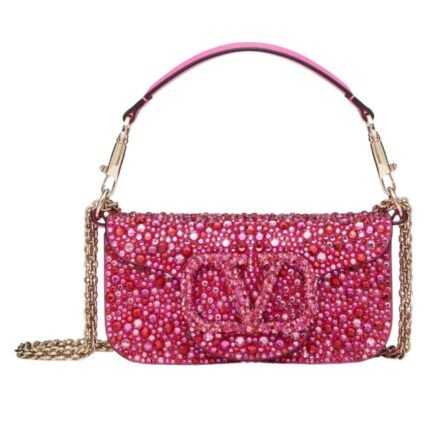 SMALL VALENTINO GARAVANI LOCÒ SHOULDER BAG WITH RHINESTONES