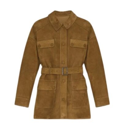 YVES SALOMON SAFARI JACKET IN DOUBLE-SIDED VELOUR LAMB LEATHER