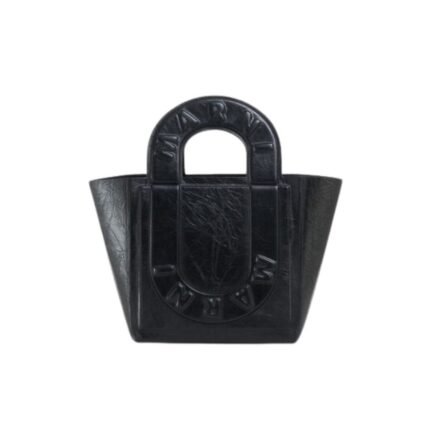 MARNI BLACK LEATHER SWEEDY SMALL TOTE BAG