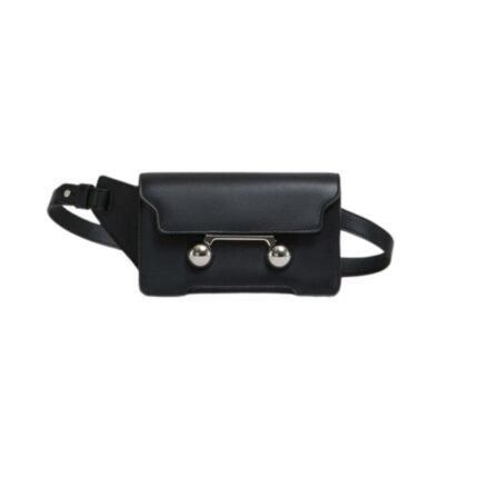 MARNI BLACK LEATHER TRUNKAROO CROSSBODY BAG