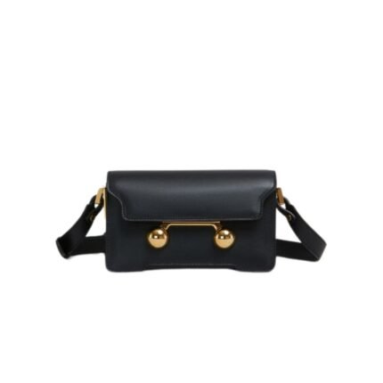 MARNI BLACK LEATHER TRUNKAROO MINI SHOULDER BAG