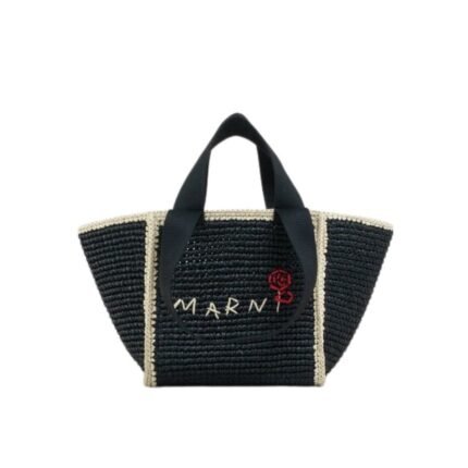 MARNI BLACK MACRAMÉ SILLO SMALL SHOPPER