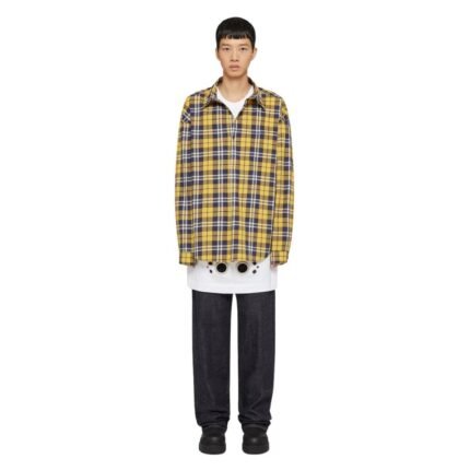 GIVENCHY OVERSIZED ASYMMETRICAL CHECKED SHIRT IN COTTON