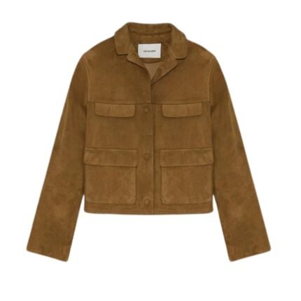 YVES SALOMON CROPPED JACKET IN DOUBLE-SIDED VELOUR LAMB LEATHER