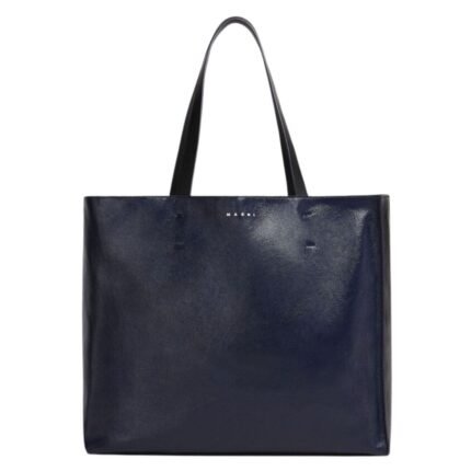 MARNI MUSEO SOFT BAG IN BLUE AND BLACK LEATHER