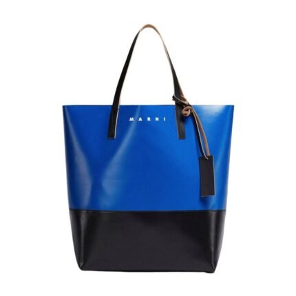 MARNI TRIBECA SHOPPING BAG IN BLUE AND BLACK