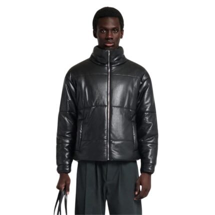NANUSHKA MARRON OKOBOR ALT-LEATHER PUFFER JACKET BLACK