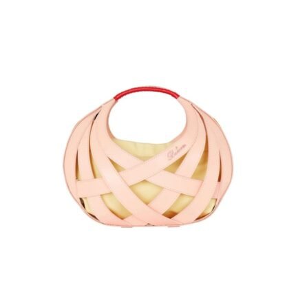 BALMAIN CALFSKIN BASKET BAG WITH AN OPENWORK GRID MOTIF