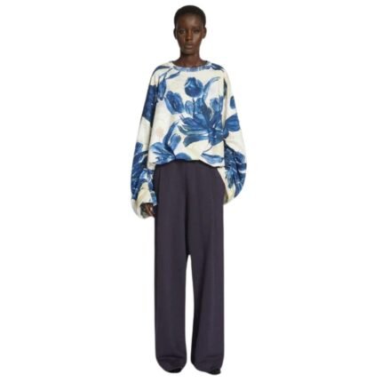 DRIES VAN NOTEN DRAPED SWEATSHIRT BLUE