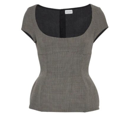 MAGDA BUTRYM SCOOP NECK TWILL TOP IN GREY