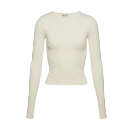 MAGDA BUTRYM SCULPTED RIB KNIT TOP IN CREAM
