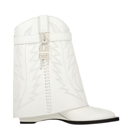 GIVENCHY SHARK LOCK COWBOY ANKLE BOOTS IN LEATHER