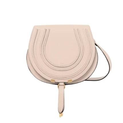 CHLOE MARCIE SADDLE BAG IN GRAINED LEATHER CEMENT PINK