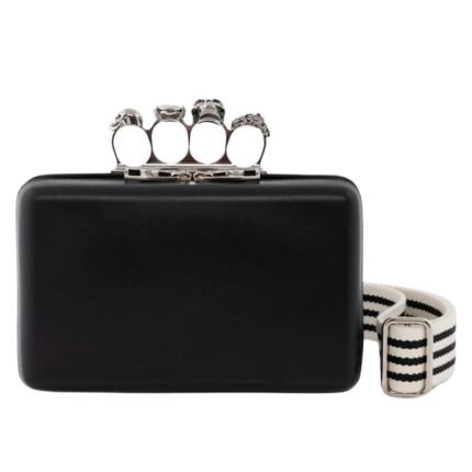 ALEXANDER MCQUEEN MANS THE KNUCKLE TWISTED CLUTCH IN BLACK