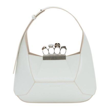 ALEXANDER MCQUEEN WOMENS THE JEWELLED HOBO BAG IN LVORY