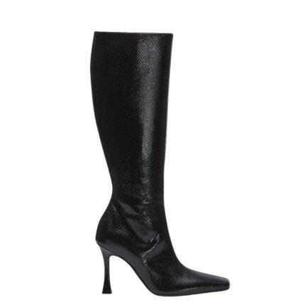 MAGDA BUTRYM SCALE-EMBOSSED KNEE HIGH BOOTS IN BLACK LEATHER