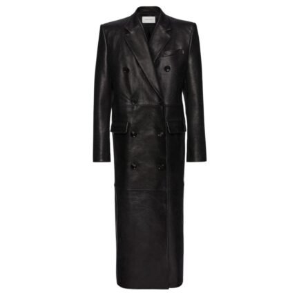 MAGDA BUTRYM LONG LEATHER TAILORED COAT IN BLACK