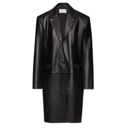 MAGDA BUTRYM OVERSIZES CLASSIC MIDI COAT IN BLACK LEATHER