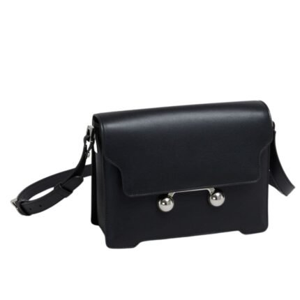 MARNI BLACK LEATHER TRUNKAROO MEDIUM SHOULDER BAG