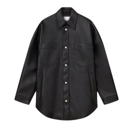 NANUSHKA MARTIN REGENERATED LEATHER OVERSHIRT BLACK