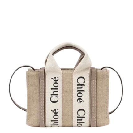 CHLOE MINI WOODY TOTE BAG MUSK GREY