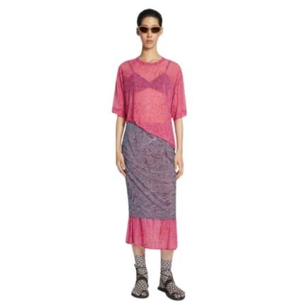 DRIES VAN NOTEN SHEER OVERSIZED TEE RED