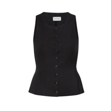MAGDA BUTRYM ROUND NECK WAISTCOAT IN BLACK