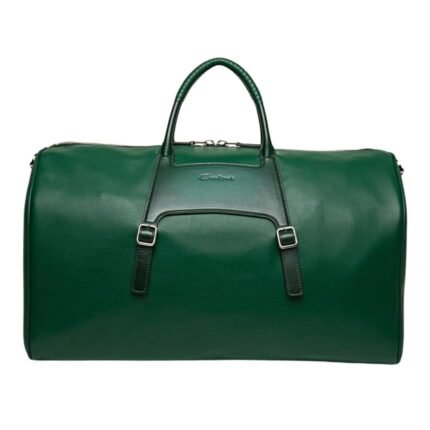 SANTONI GREEN LEATHER WEEKEND BAG