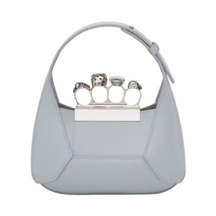 ALEXANDER MCQUEEN WOMENS THE JEWELLED HOBO MINI BAG IN GRAY