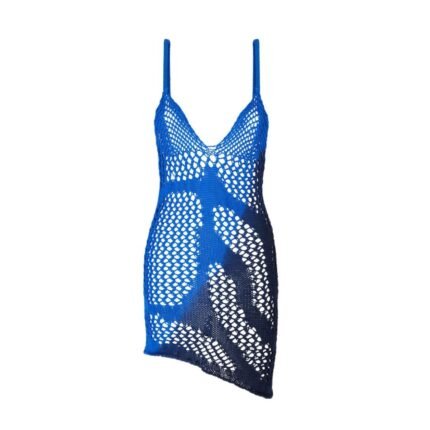 THE ATTICO BLUE AND LIGHT GREY MINI DRESS