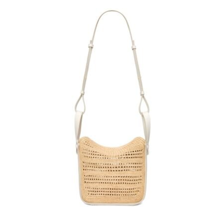 LOEWE HAMMOCK COMPACT BAG IN RAFFIA AND CALFSKIN