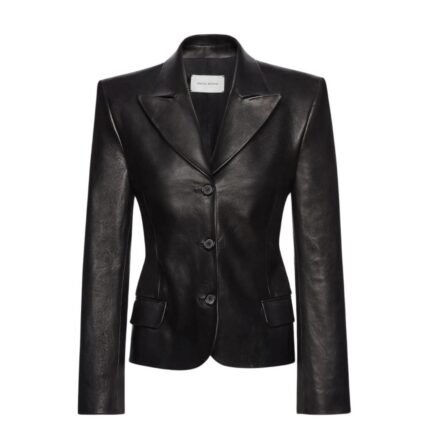 MAGDA BUTRYM FITTED LEATHER BLAZER IN BLACK