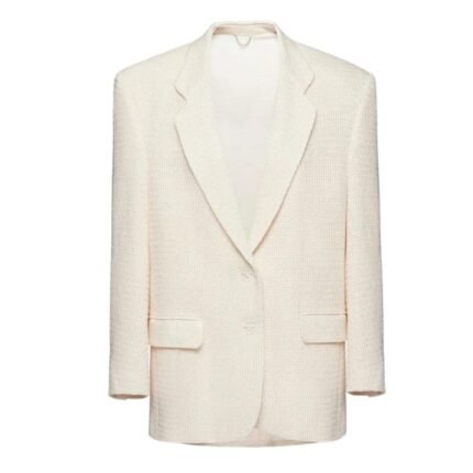 MAGDA BUTRYM TAILORED OVERSIZED HANDWOVEN BLAZER IN CREAM