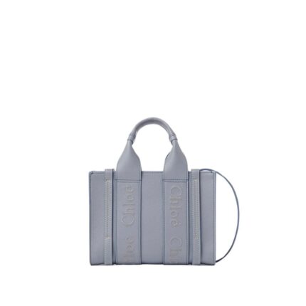 CHLOE MINI WOODY TOTE BAG STORM BLUE