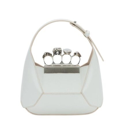 ALEXANDER MCQUEEN WOMENS THE JEWELLED HOBO MINI BAG IN WHITE
