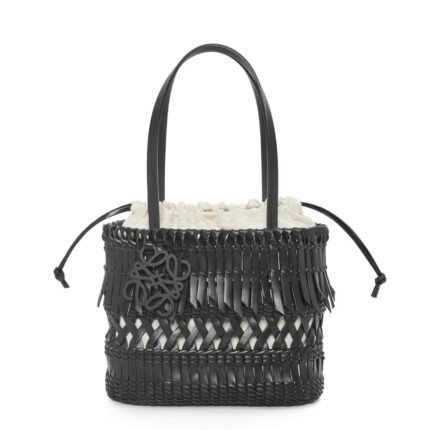 LOEWE SQUARE BASKET FRINGED BAG IN CALFSKIN