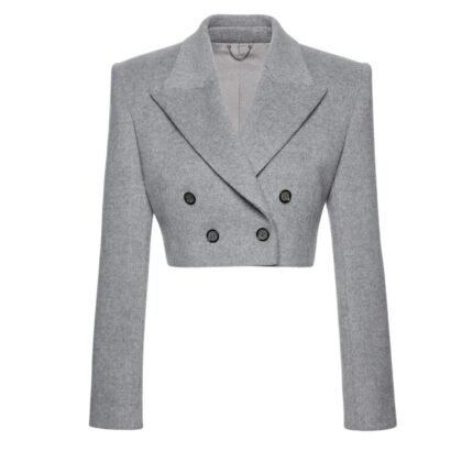 MAGDA BUTRYM CROPPED DOUBLE BREASTED BLAZER IN GREY