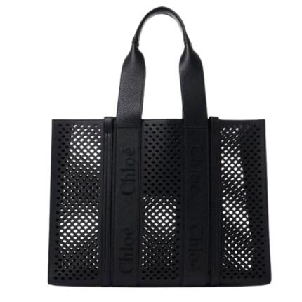 CHLOE LARGE WOODY TOTE BAG BLACK